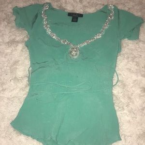 Beautiful Teal Beaded Top M